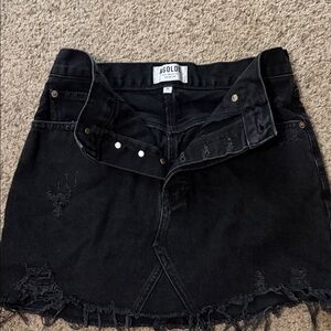 Agolde Distressed Black Denim Mini Skirt